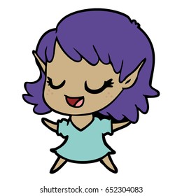 happy cartoon elf girl