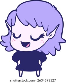 menina elfo desenhos animados felizes em cores neon brilhantes