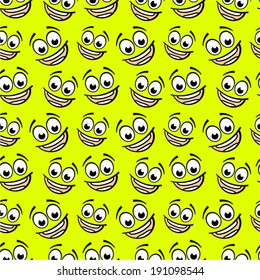 Happy cartoon emoticon seamless pattern. 