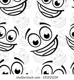 Happy cartoon emoticon seamless pattern. 