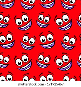 Happy cartoon emoticon seamless pattern. 