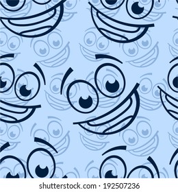 Happy cartoon emoticon seamless pattern. 