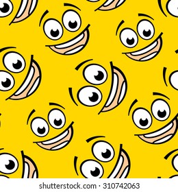 Happy cartoon emoticon seamless pattern. 