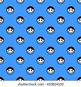 Happy cartoon emoticon seamless pattern. 