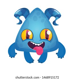 Happy cartoon excited smiling monster. Vector alien character. Isolated