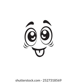 Ojo de dibujos animados feliz en Vector. Expresión de ojos sorprendidos en blanco y negro