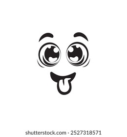 Ojo de dibujos animados feliz en Vector. Expresión de ojos sorprendidos en blanco y negro