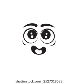 Ojo de dibujos animados feliz en Vector. Expresión de ojos sorprendidos en blanco y negro