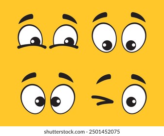 Happy cartoon eyes emotion characters isolated set. Vector flat cartoon graphic design illustration