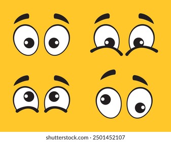 Happy cartoon eyes emotion characters isolated set. Vector flat cartoon graphic design illustration