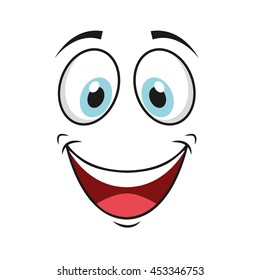 happy cartoon face icon, vector illustation character