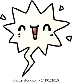 cara de caricatura feliz con burbuja de habla en un estilo de gradiente suave