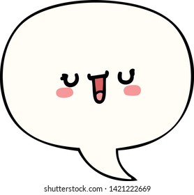 happy cartoon face with speech bubble
