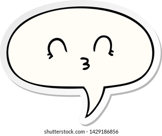 caricatura feliz con pegatina de burbuja de habla