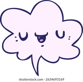 happy cartoon face with speech bubble in smooth gradient style in bright neon colors