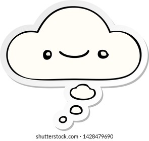 happy cartoon face with thought bubble as a printed sticker