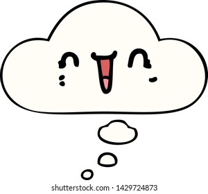 caricatura feliz con burbuja de pensamiento