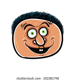 Happy cartoon face, vector illustration.