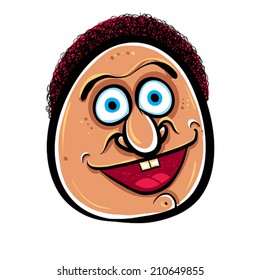 Happy cartoon face, vector illustration.