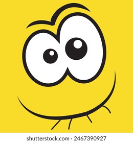 Happy cartoon faces with different expressions. Different facial expressions, vector illustrations.