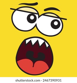 Caras de dibujos animados felices con diferentes expresiones. Diferentes expresiones faciales, Ilustraciones vectoriales.