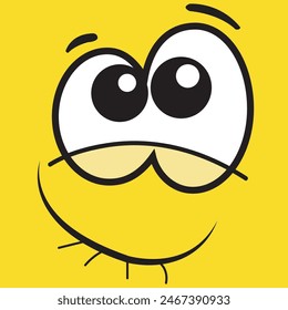 Happy cartoon faces with different expressions. Different facial expressions, vector illustrations.