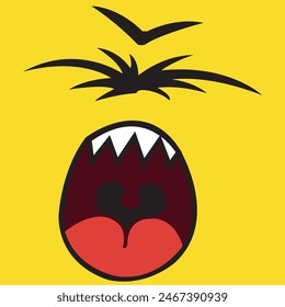 Happy cartoon faces with different expressions. Different facial expressions, vector illustrations.