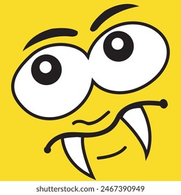 Happy cartoon faces with different expressions. Different facial expressions, vector illustrations.