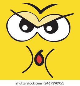 Happy cartoon faces with different expressions. Different facial expressions, vector illustrations.