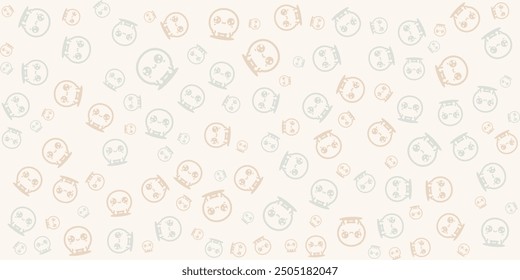 Happy cartoon faces pattern. Pastel kawaii design. Ideal for kids' products, stationery, and more.