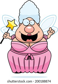 A happy cartoon fairy godmother with an idea.