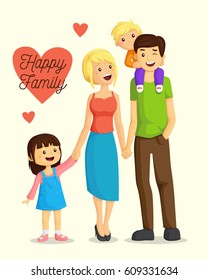Happy cartoon family
