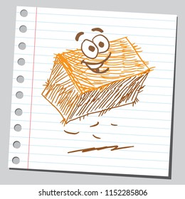 Happy cartoon farm straw bale