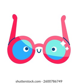Happy Cartoon Flat Illustration Glasses