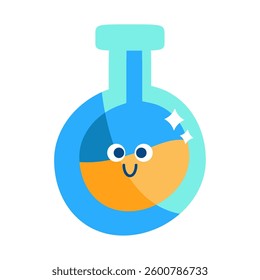 Happy Cartoon Flat Illustration Test Tube