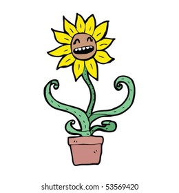 flor de caricatura feliz