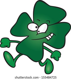 Happy cartoon four leafed clover