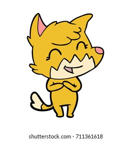 raposa de desenho animado feliz