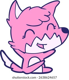happy cartoon fox in bright neon colors