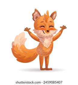 Happy cartoon fox character. Vector illustration.