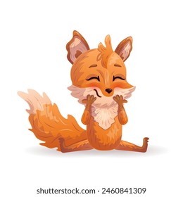 Happy cartoon fox character. Vector illustration