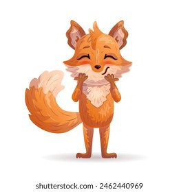 Happy cartoon fox character. Vector illustration
