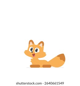 Happy Cartoon Fox Lying Down on White Background