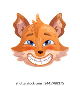 Happy cartoon fox. Smiling anthropomorphic face. Vector  illustration.