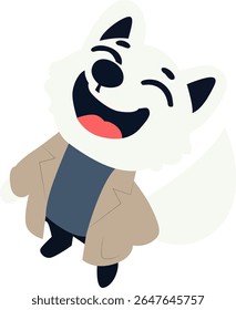 Happy Cartoon Fox Wearing Coat