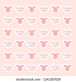 Happy cartoon Friendly piglet pattern