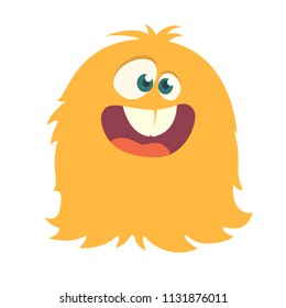 Happy cartoon furry monster. Vector Halloween illustration. Big set of cartoon monsters