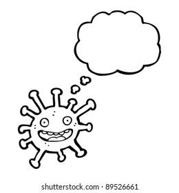 happy cartoon germ with thought bubble