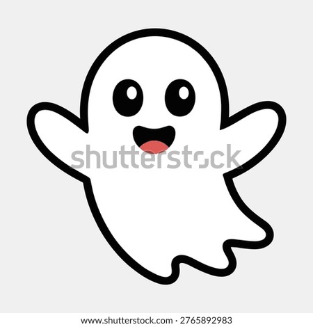 Happy cartoon ghost with open arms and cheerful face, perfect for halloween, a fun, friendly spirit illustration.