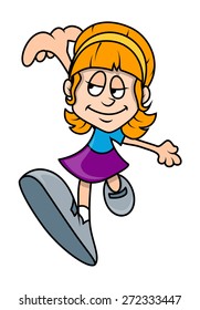 Happy Cartoon Girl Dancing